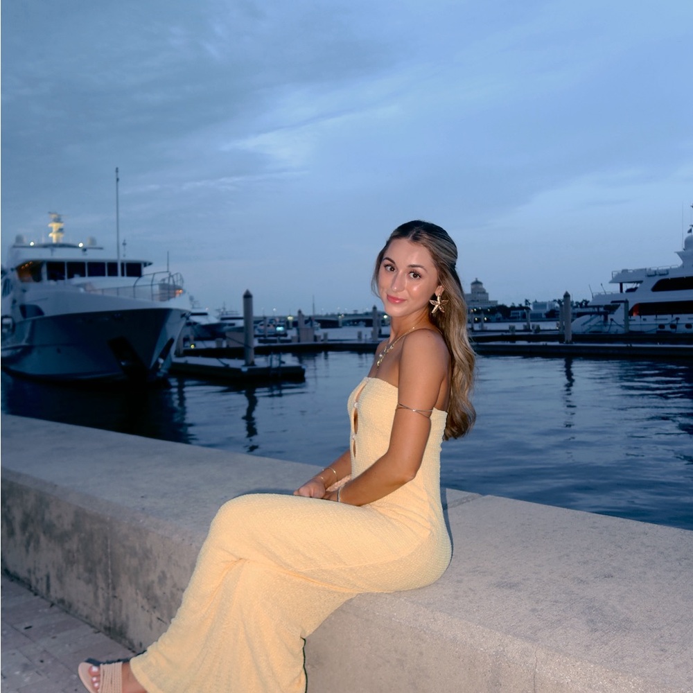 Elegant Yellow Strapless Dress
